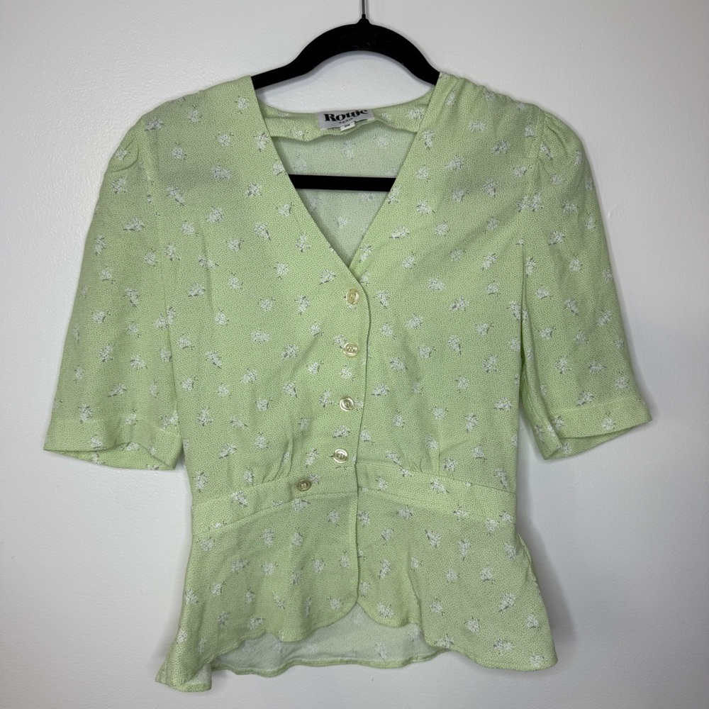 Rouje Paris Carlota Green Top Blouse Size 36 US 4 - Picture 3 of 6